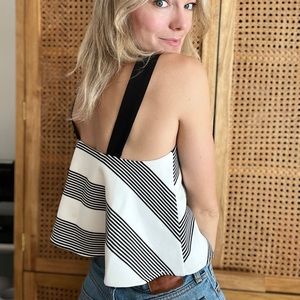 Black and white flowy tank